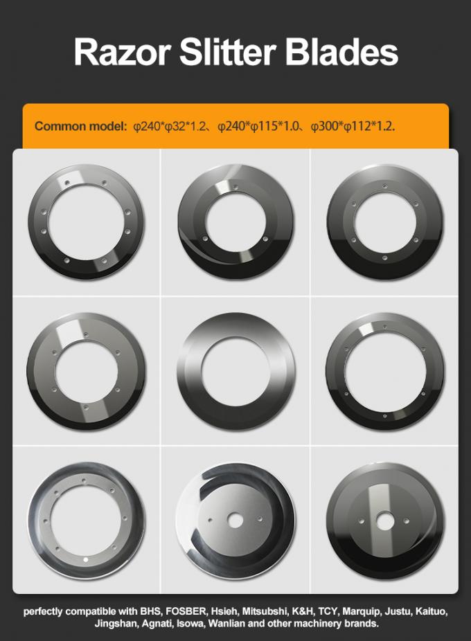 Cuchillo de corte de línea de papel corrugado para cortar cartón Razor circular Cuchillo de corte para máquinas de corte de papel en rollos Cuchillas 0